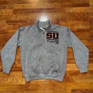 Syracuse Orange SU 1/4 Zip Collared Neck Gray Sweatshirt Jacket Fleece Size S